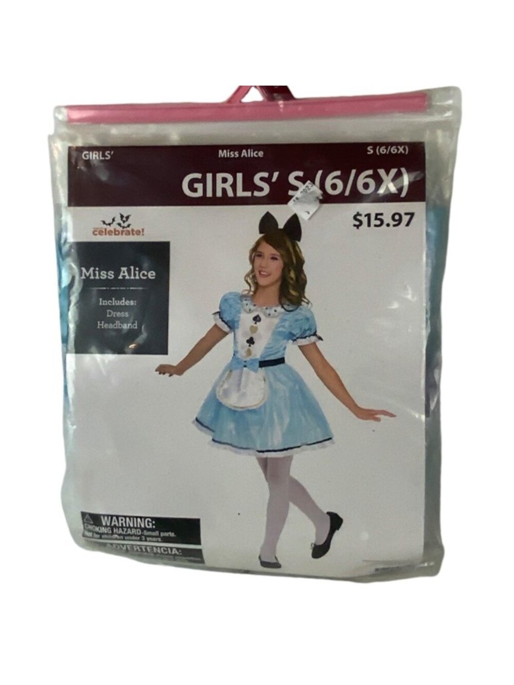 Miss Alice Girls Halloween Costume Dress Headband Set Blue White Size Small 6/6X